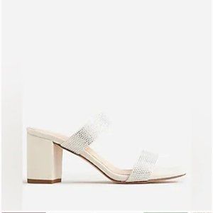 NWT J. CREW LUCIE DOUBLE-STRAP BLOCK HEEL SANDALS WITH CRYSTALS SIZE 8 8.5